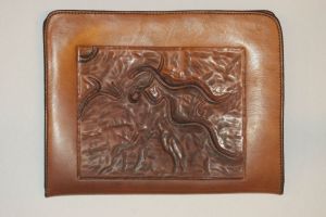 "wormpad" case for iPad 2 with carved Panagrellus redivivus nematodes on front