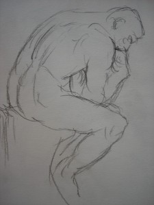 Sketch of The Thinker I made while visiting the Rodin Museum in Paris a few years ago.