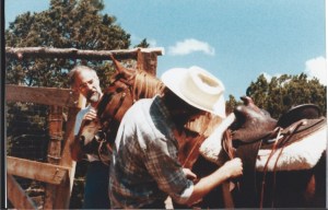 Helping Dad get ready to ride