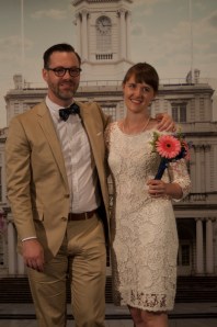 Emily and Dan on wedding day at the NYC courthouse.