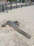 Sculpture on the sidewalk in Prague.